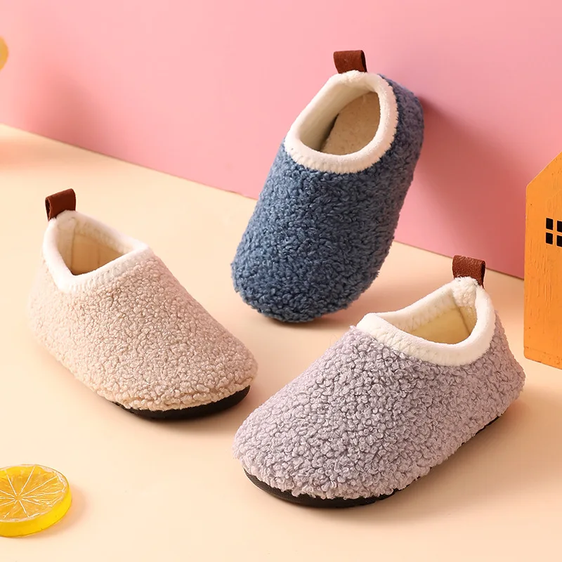 Evshine Curly Plush Children Shoes Super Warm Boys Girls Cotton Shoes Comfortable Casual Fuzzy Shoes Non-Slip Kids Cotton Shoes 3