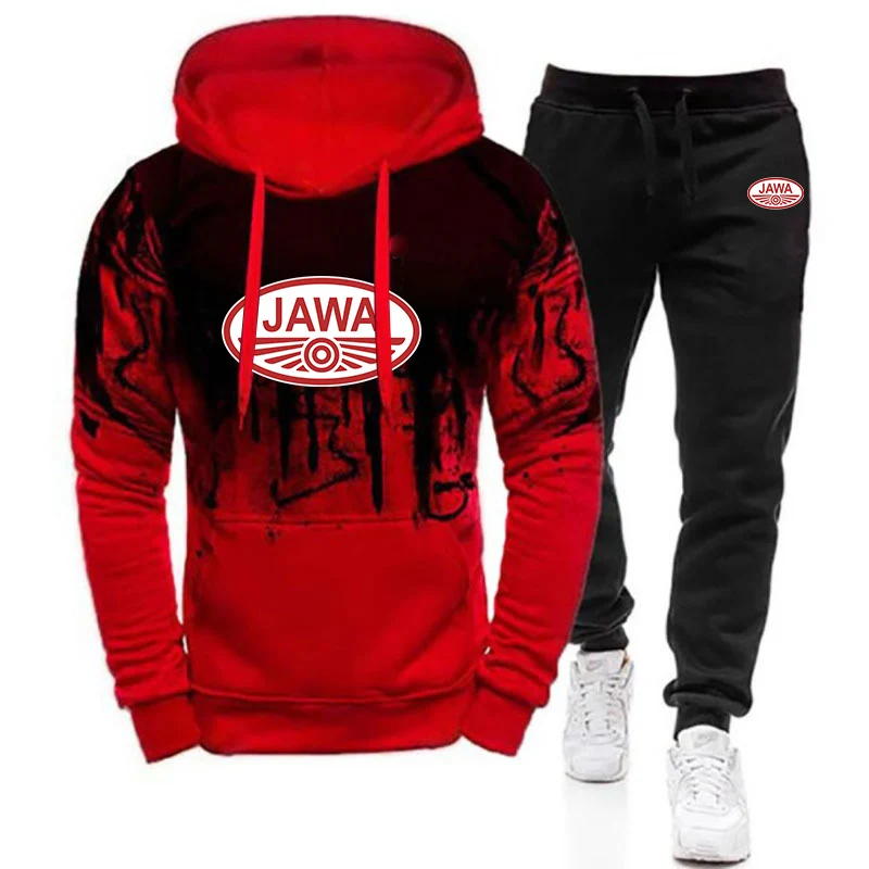 Men's Gradient Color Hooded Tracksuit Set