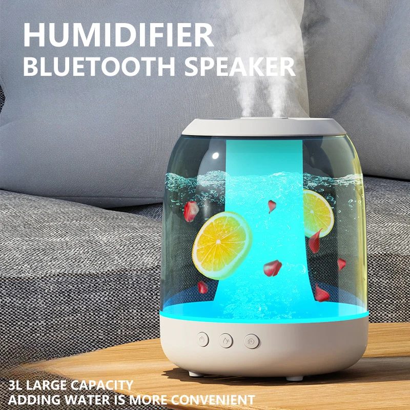 

Intelligent AI Humidifier Home Office Bluetooth Speakers Dual Spray Humidifier LED Seven Color Night Light Ambient Light Speaker