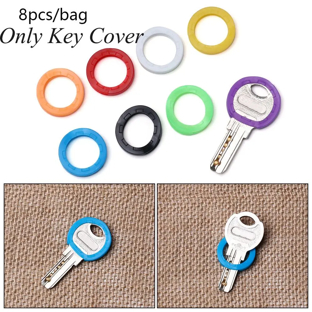 8pc/set Random Colors Hollow Silicone Key Cap Covers Topper key holder Keyring Rings Key Case Bag Organizer Wallets