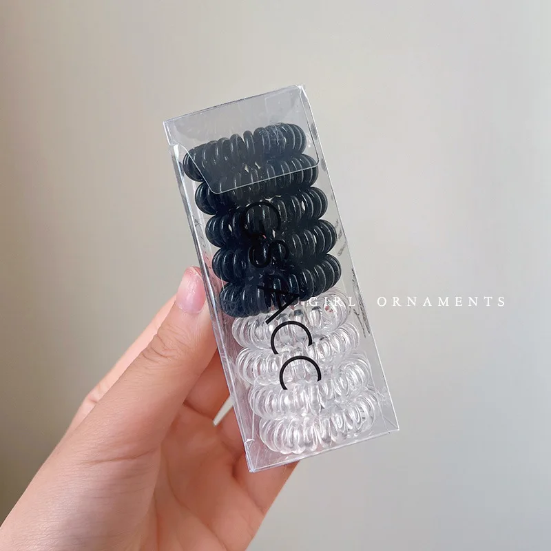 Spiral No-Crease Hair Tie Set - 9 Elastic Coil Scrunchies