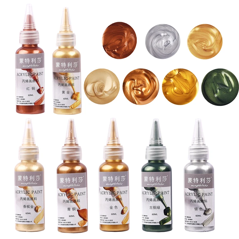 

60ml Metallic Acrylic Paint Resin Pigments Gold Silver Copper for Epoxy Resin Jewelry Making Handmade DIY Colorant Pigment