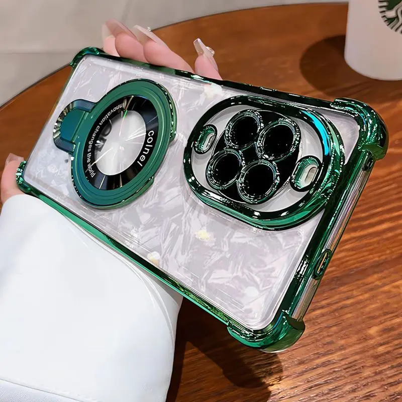 Luxury Electroplating Transparent Bracket TPU Cover