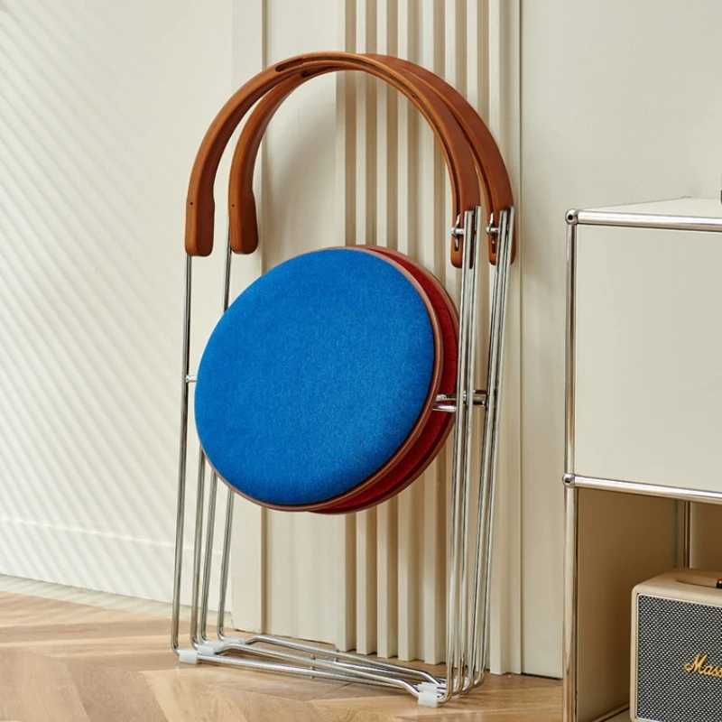 Vintage Solid Wood Dining Chair Folding Modern Minimalist Home Chair for Small Spaces Comfortable Backrest Restaurant Seat