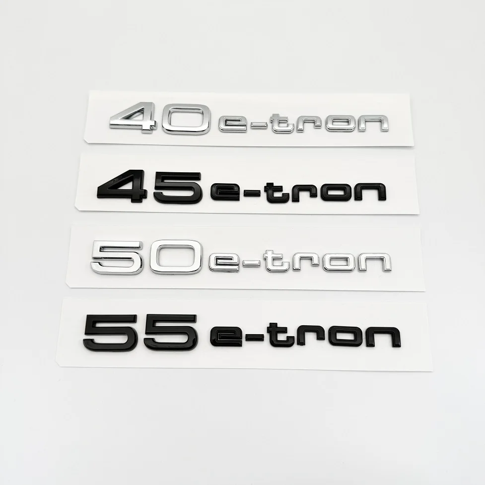 3D Lucido Nero Argento Lettere 40E-Tron 45E-Tron 50E-Tron 55E-Tron Emblema Per Audi Q4 Q5 Q7 Parafango Auto Tronco Logo Posteriore Sticker