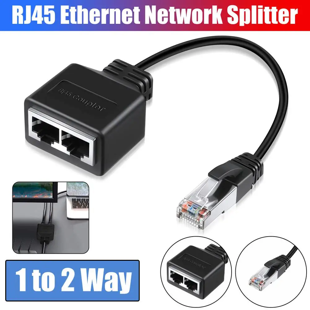 

Gigabit Ethernet Splitter Rj45 Male To 2 Female Adapter Cable Ethernet Socket Connector Extension Cable