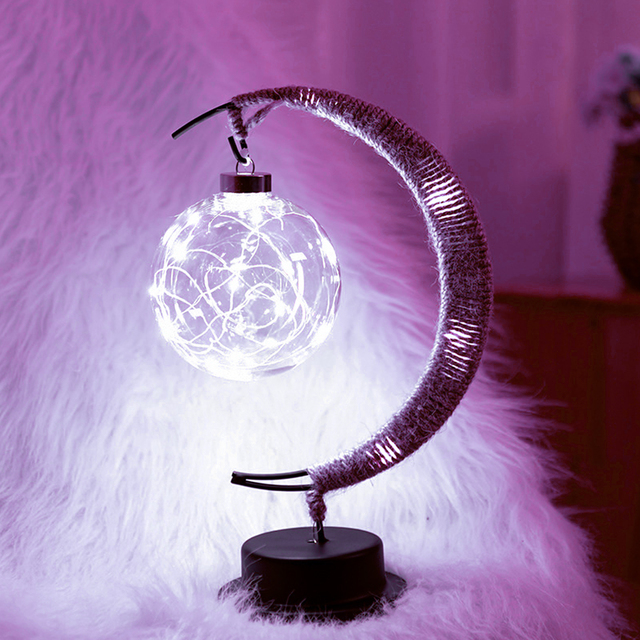 Moon Sepak Takraw Lamp Line Rattan Handmade Hemp Rope Wrought Iron Night Light Home Decoration Night Lamp Christmas Gifts