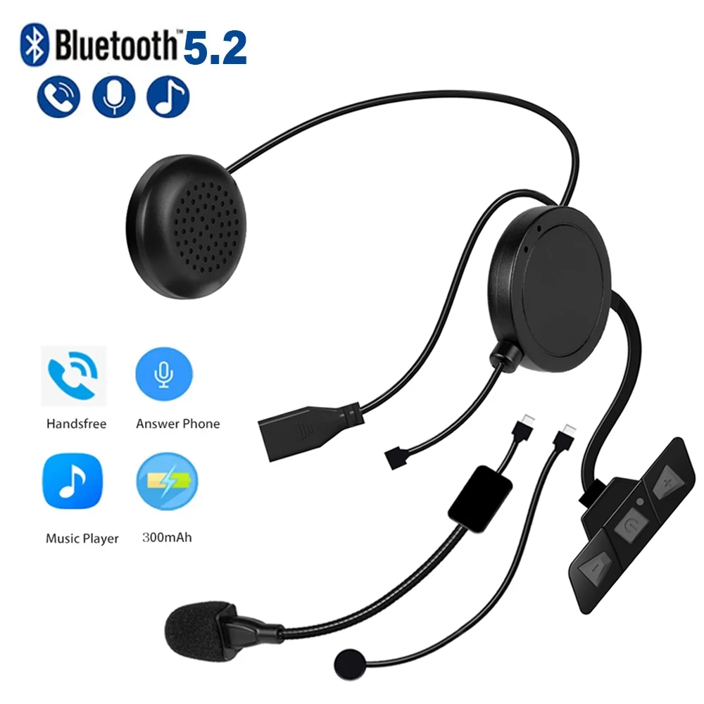 

Bluetooth 5.2 Motorcycle Helmet Headset Wireless Handsfree Stereo Music Player Moto Headphone Noise Reduction Earphone With Mic