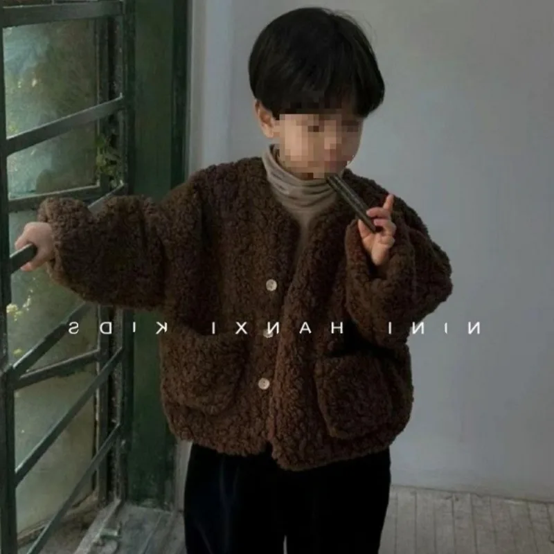  가을, 겨울 두꺼운 코트, 소년의 다목적 양모 겨울 옷, 소녀의 벨벳 탑, 아동 의류