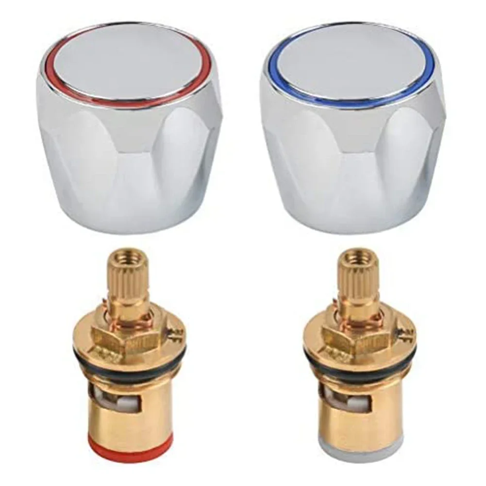 Description Picture 2 of itemHot Cold Faucet Tap Handle Knob Copper Valve Tap Reviver Conversion Kit 1/2 Inches Replacement Heads Thread Basin Sink Washer