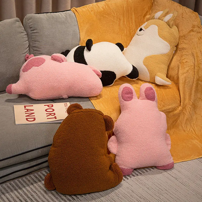 Cartoon Soft Animals Pillow Home Decor Bunny Bear Panda Dog Piggy Sleeping Cushion with Blanket Comfort Cute Stuffed Kids Toys