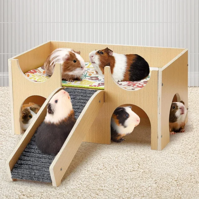 Guinea Pig Cage NICERINC PET Extra Large Wooden Hideaway Tunnel