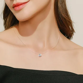 Transparent Fishline Choker with Crystal Ball Pendant – Luxury Wedding & Fashion Necklace - GloreeWorld