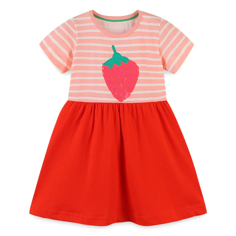 silk dress Little maven 2022 Baby Girls Casual Dress Summer Cotton Flamingo Frocks Lovely and Comfort Children Clothes for Toddler Infant top Dresses