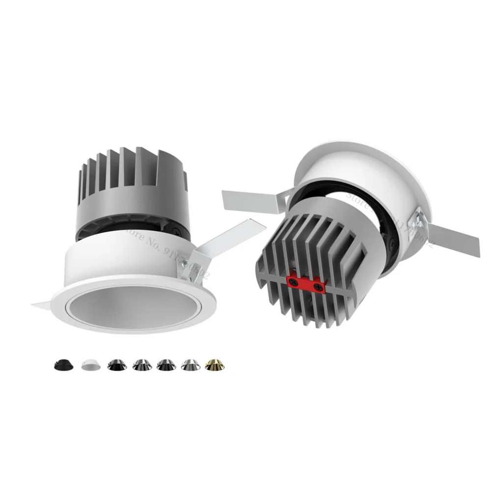 Anti-glare LED COB Spot light 24W 30W Recessed round dimmable Downlight 5W 7W 10W 24° Ceiling spotlights For Shop Home Lighting
