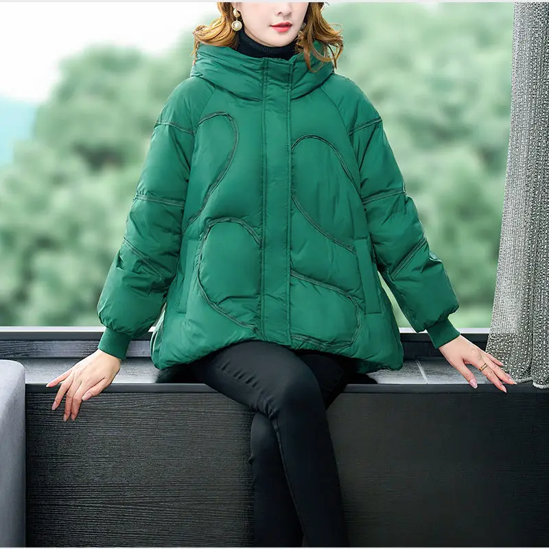 Oversized Women's Warm Hooded Down Jacket 2022 Winter New French Style