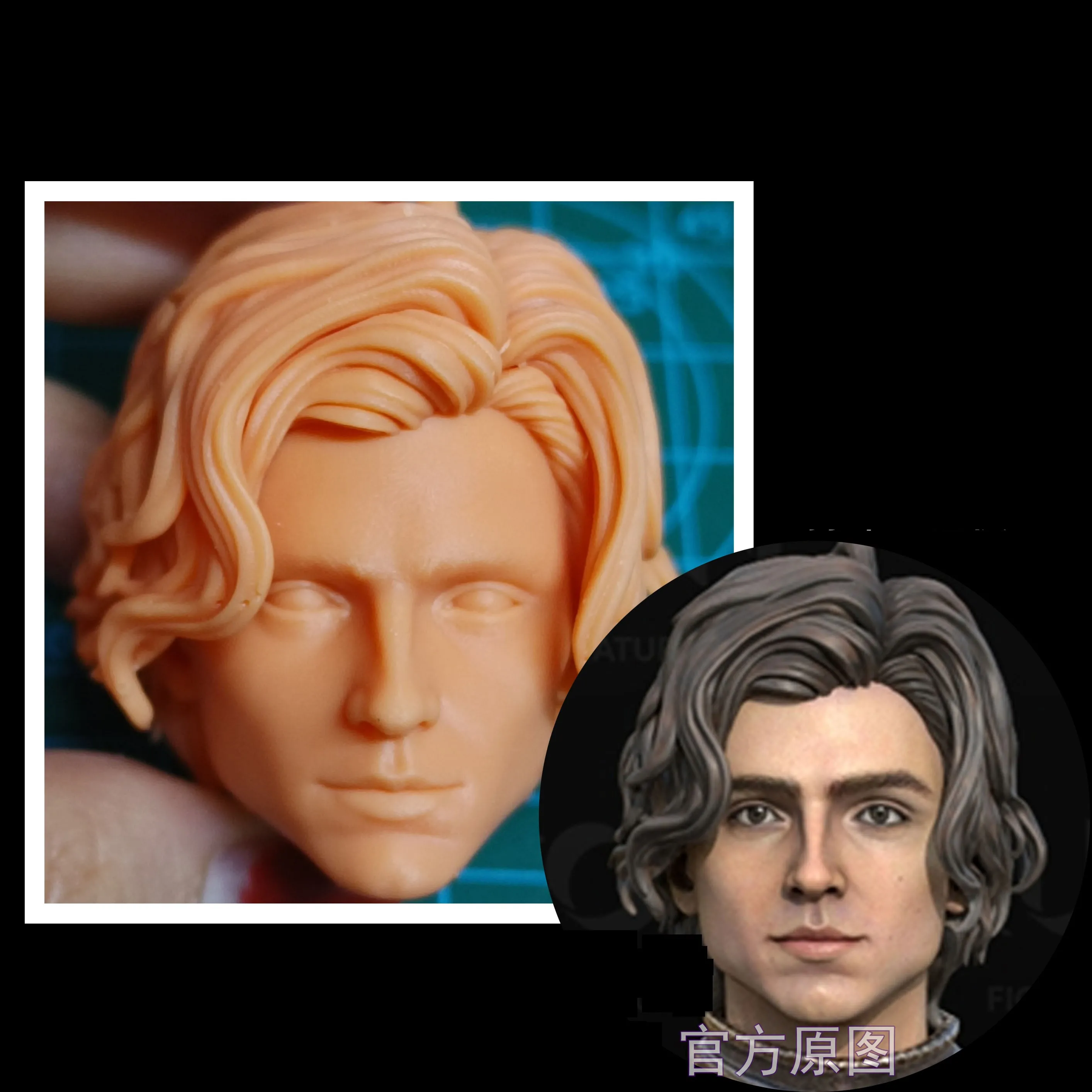 

1/6 / 1/12 Unpainted Male Timothy Chalamet Head Sculpt Carved Model Fit 12"/ 6" Action Figure Body Dolls