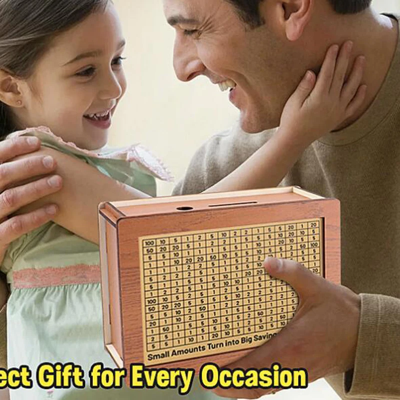 Retro 10000 Euro Money Box Piggy Bank Wood Money Bank Reusable Moneybox with Saving Goal and Numbers Storage Japanese Gift Boxes 6