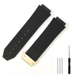 Universal Rubber Silicone Watch Strap for Hublot Big Bang Classic Fusion - Dive Band for Men and Women (Black Gold clasp)