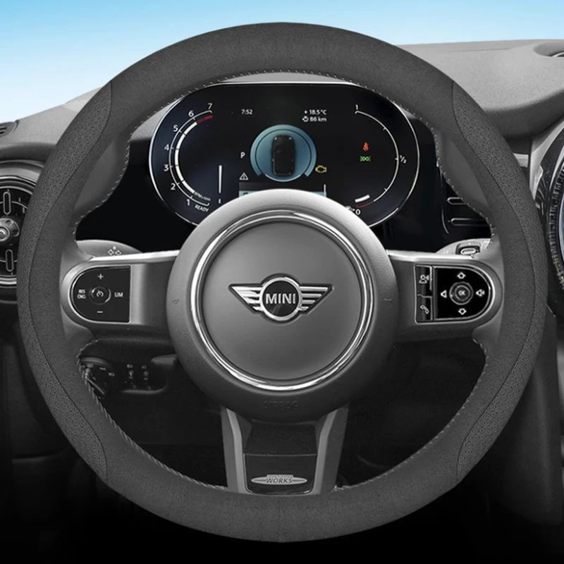 

38CM Leather Car Steering Wheel Cover For MINI COOPER F56 F55 F54 F57 F60 R55 R56 R57 R58 R59 R60 Auto interior Accessories