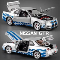 1:32 NISSAN Skyline Ares GTR R34 Alloy Sport Car Model Diecast & Toy Racing Vehicles Car Model Simulation Sound Light Kids Gifts 1