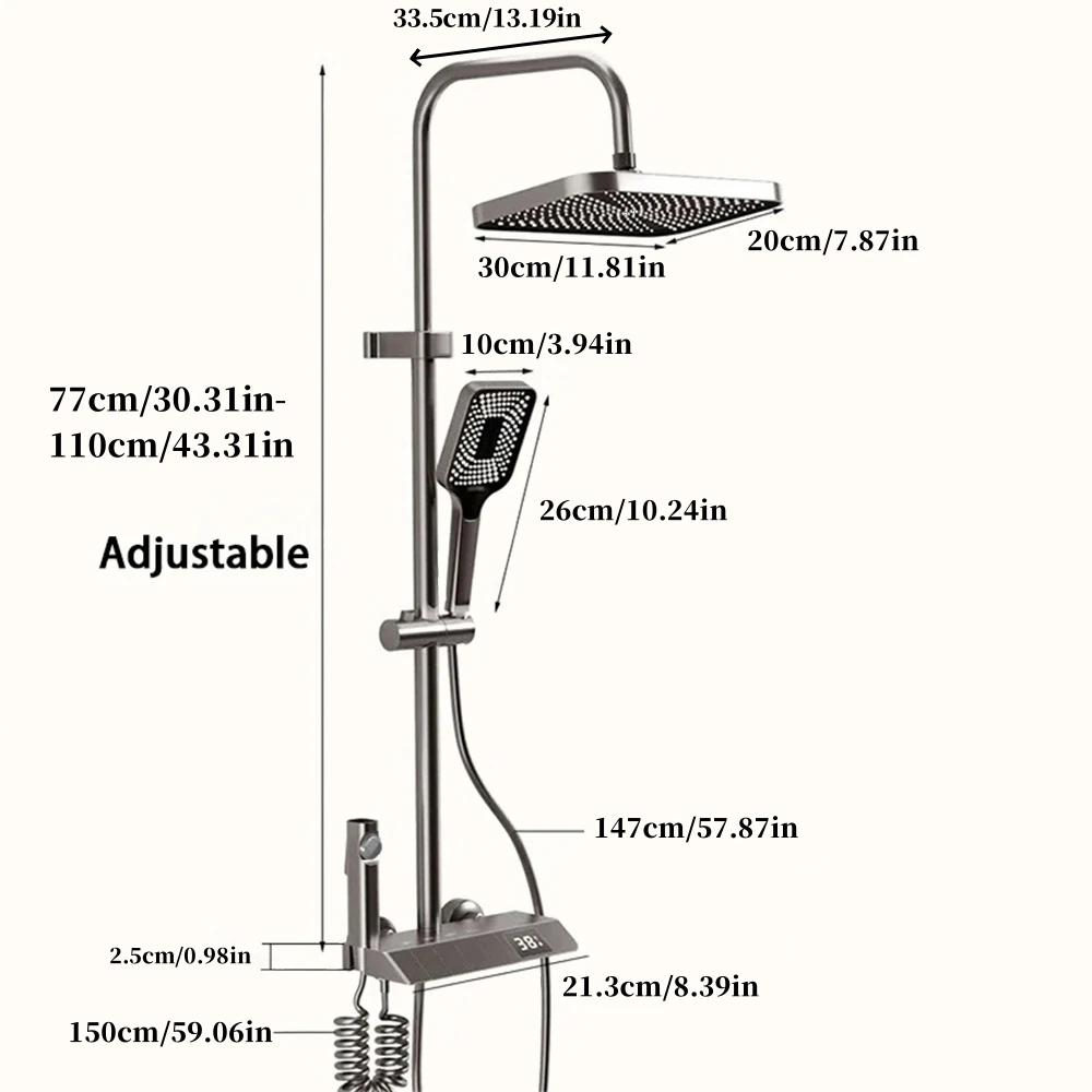 1 Piece Bathroom Wall Mounted Shower Set Multifunctional Practical Shower Kit Four Outlet Adjustable Water Pressure Temperature 4