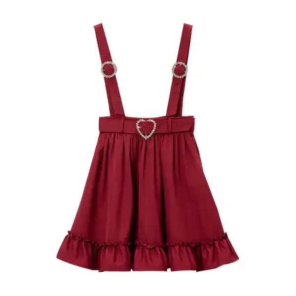 Solid Color Japanese Style Single Summer New Min Skirt Rojita Casual Skirt Fashion Rojita Loose Suspender Skirt Women Skirts women s summer new top vest suitable for youth top pure sweet everything love lace up bow lace suspender vest women s wear