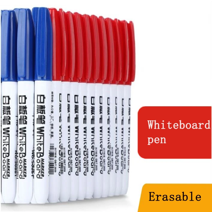 10pcs Whiteboard Erasable Marker Pen Quick Drying Water-based Marker Repetitive Black Red Blue teacher school office white marker pens,color marker pens,pen marker,marker pens,whiteboard pens,dry erase markers