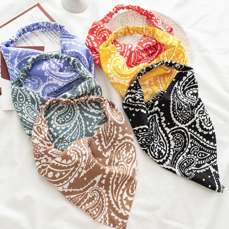 2022 sommer Vintage Print Blume Strand Bandana Haar Schal Mode Elastische Gummi Stirnbänder für Frauen Mädchen Haar Zubehör