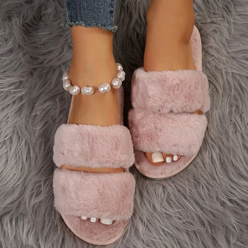 

Winter 2023 New Candy Color Thick Sole Anti Slip Home Cotton Slippers Wool Slippers Women's Plush Solid Color Fashion Slippers