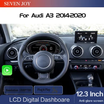 Pantalla HD de 12.3 pulgadas para Audi A3 2014-2020, velocímetro, tablero de instrumentos, conectar y usar, panel de instrumentos digital LCD HD 1