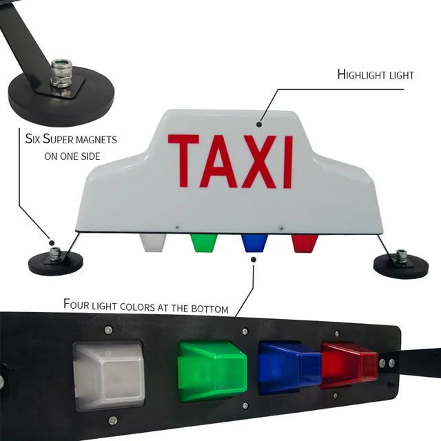 Luce TAXI Magnetica 12V Impermeabile - Segnale Per Tetto Auto Giallo - Foto 8