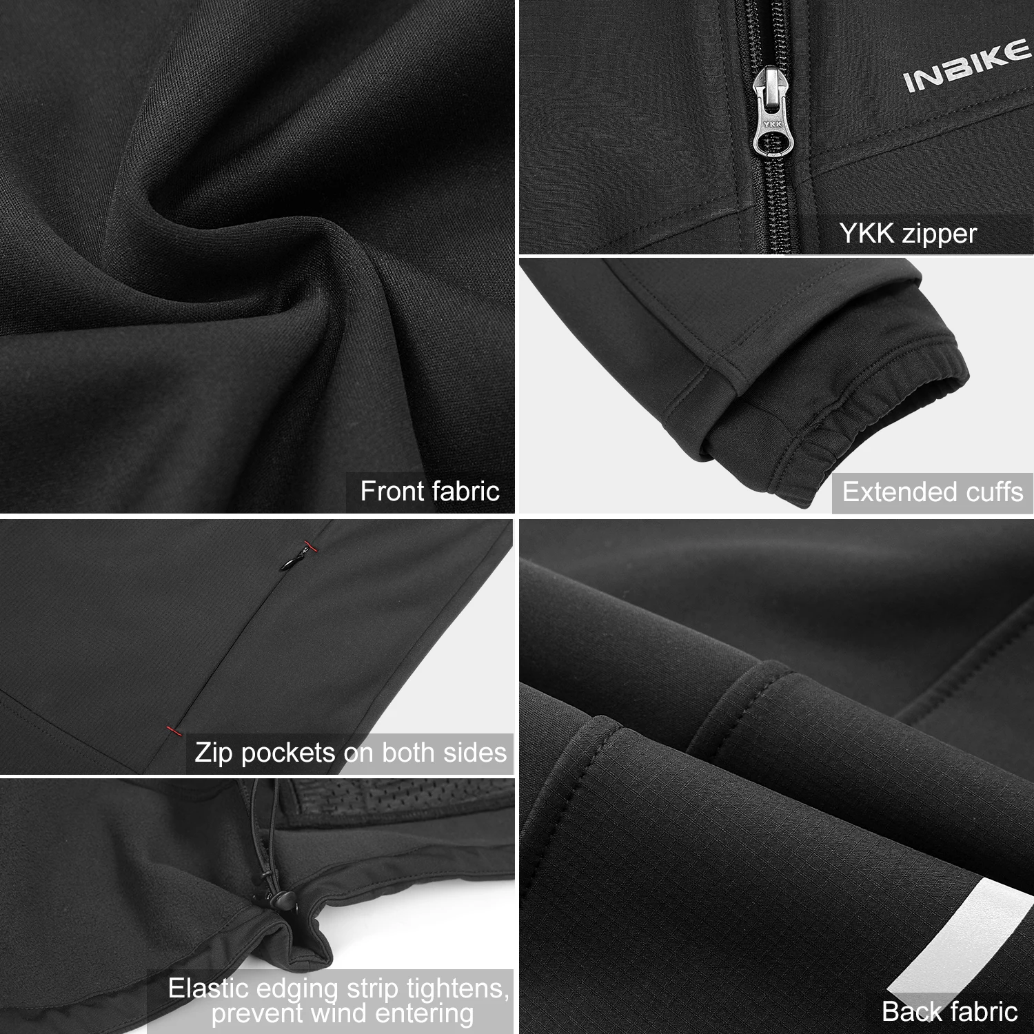 INBIKE Men's Cycling Jacket Winter Fleece Thermal Softshell Top Clothing Man Windproof Bicycle Coat Road Bike Clothes