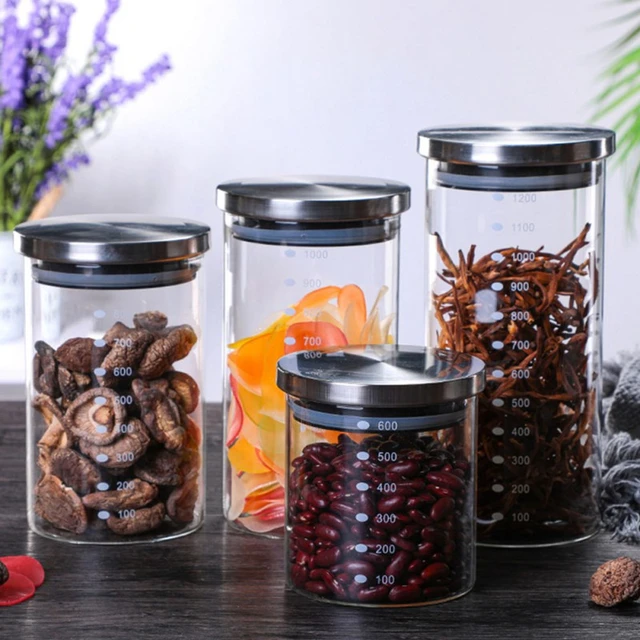 Glass Jar With Lid Food Storage Jars Glass Bottle Cookie Candy Box Glass  Spice Jar Kitchen Jars Containers Mason Jars for Spices - AliExpress