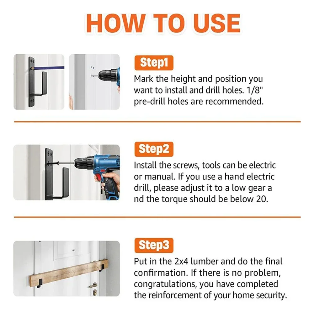 Heavy Duty Door Barricade Brackets,2 Pack Drop Open Bar Holder For Home Security Pull Down Lever Bracket Home Hardware