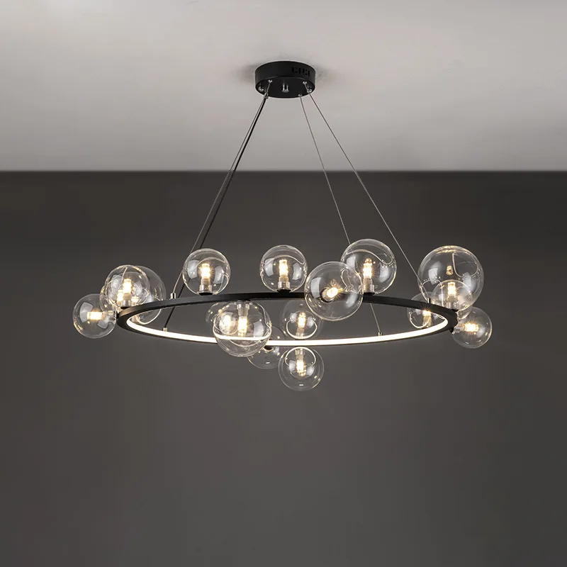 Clear Glass Bubble LED Chandelier Hall Parlor Lighting Fixtures Restaurant Bedroom Modern Hanglamp Cord Adjustable G9 Loft Deco led chandelier art lighting fixtures