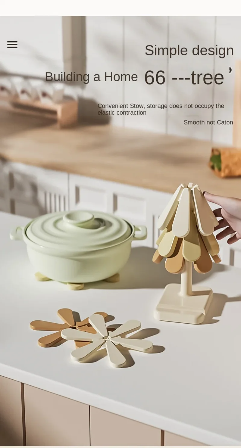 Description Picture 5 of item4pcs Silicone Mat Dishes Insulation Pad Tree Shape Trivet Set Coaster for Teapot Hot Pots Halloween Placemats Table Gift