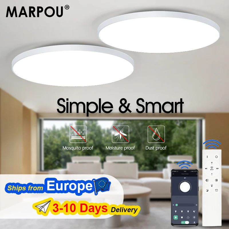 MARPOU Smart Ceiling Lamp Big Size LED 80W Ceiling Lights with APP Remote Control Dimmable Home Fixture for Living Room Bathroom