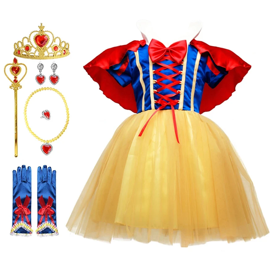 thumbnail image 2 of Vestido de princesa Blancanieves para niñas, disfraz con capa, disfraz de fiesta de Halloween de verano, conjuntos de ropa, ropa para niños, vestidos para niñas, 2 of 5