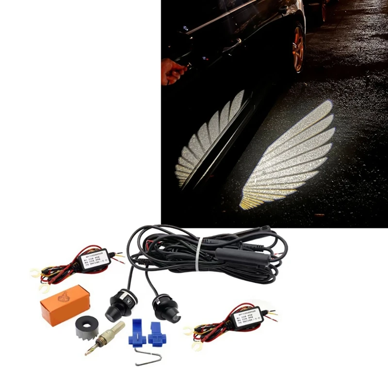 

Car Side Rearview Mirror Welcome Lights Angel Wing Universal LED Projector Laser Light Ambient Lighting Accessories