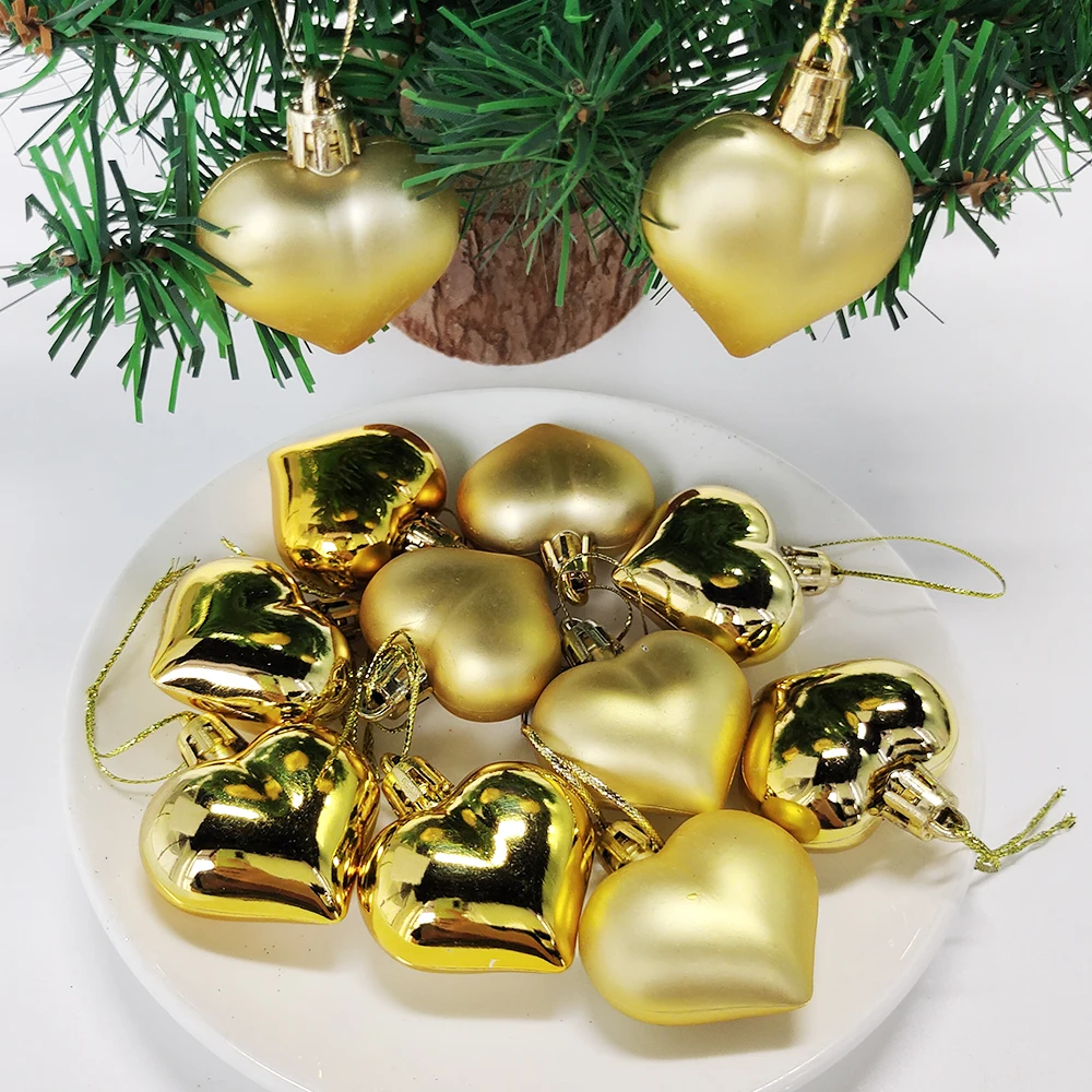Christmas Balls Ornaments Heart Round Gold Plastic Balls Pendant Christmas Tree Hanging Xmas Decor Christmas Decoration 2025