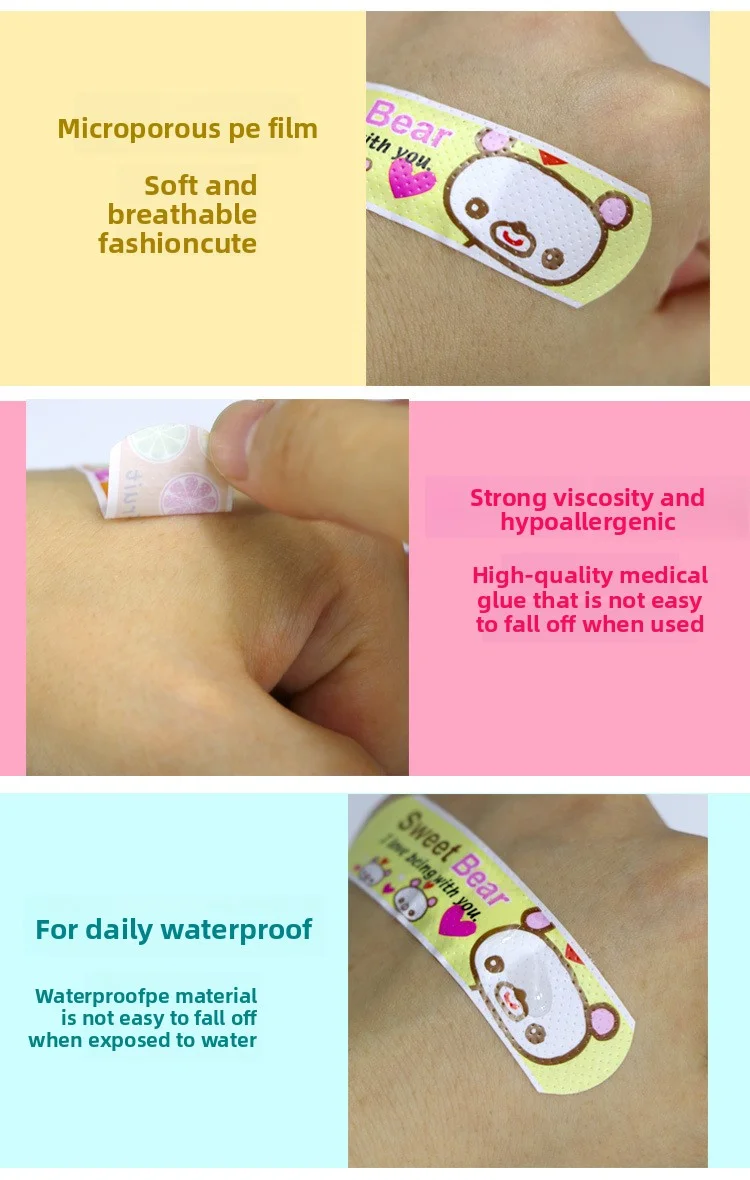 120 teile/los Cartoon Nette Gemusterte Atmungsaktive Wasserdichte Klebe Bandagen Gebogene Pflaster Patch Wunde Dressing Für Kinder – Detail 3