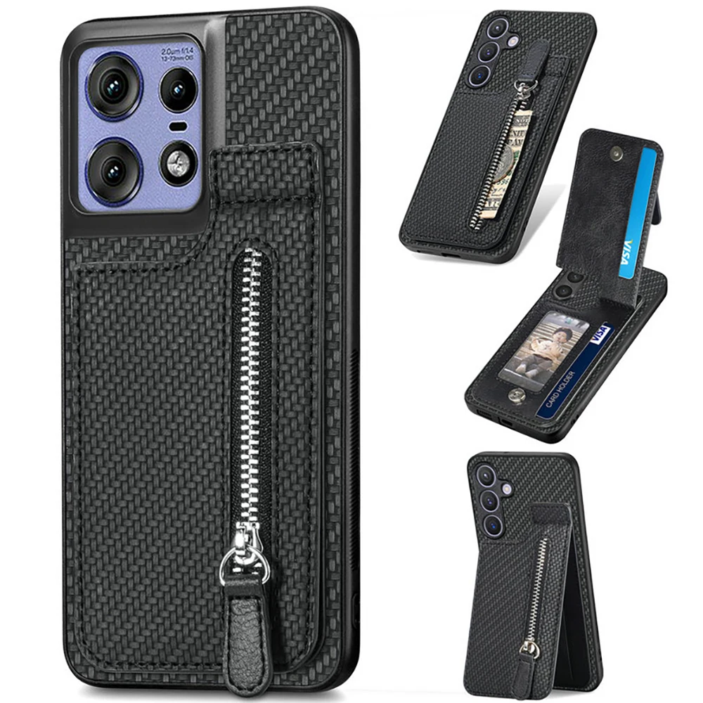 Luxury Zipper Leather Wallet Magnet Back Cover