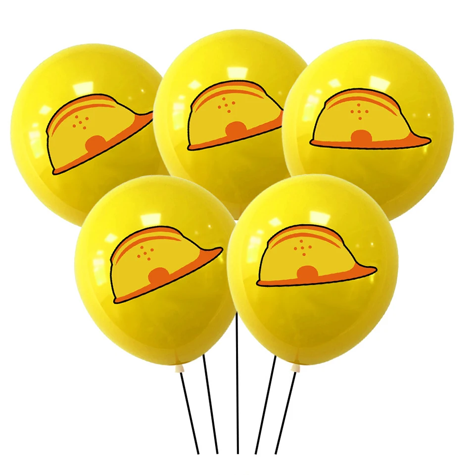 10pcs Construction Tractor Inflatable Balloons Excavator Bulldozer Truck Balloon Construction Birthday Party Supplies