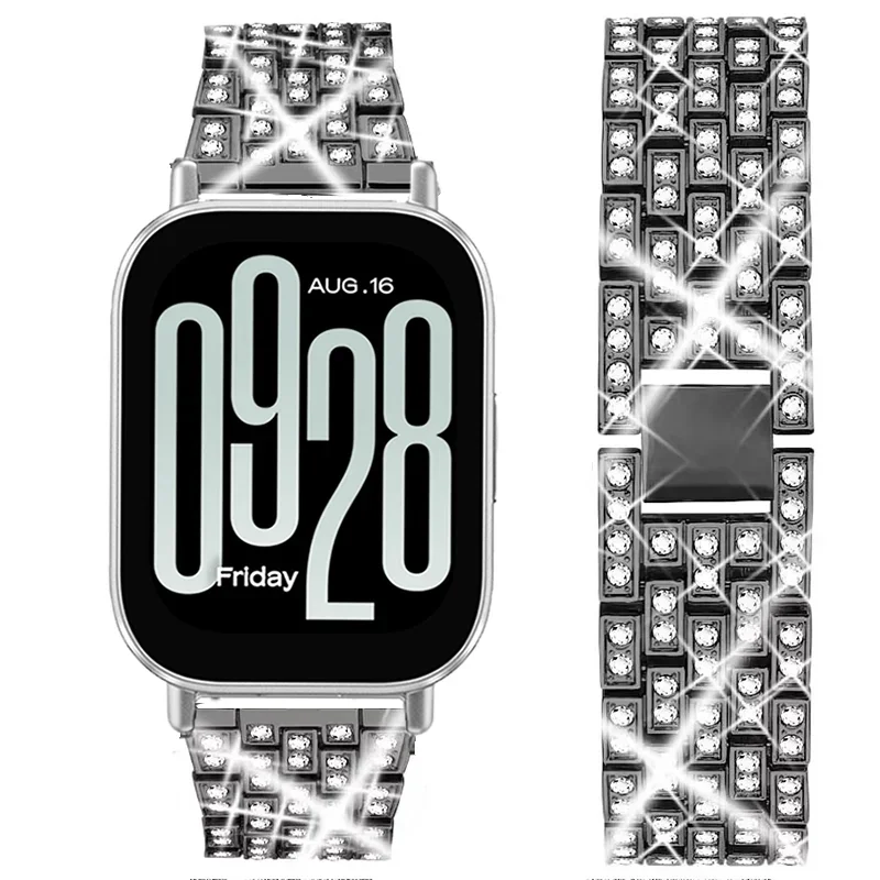 Elegant Stainless Steel Diamond Watchband - 22mm Women's Strap Bracelet
