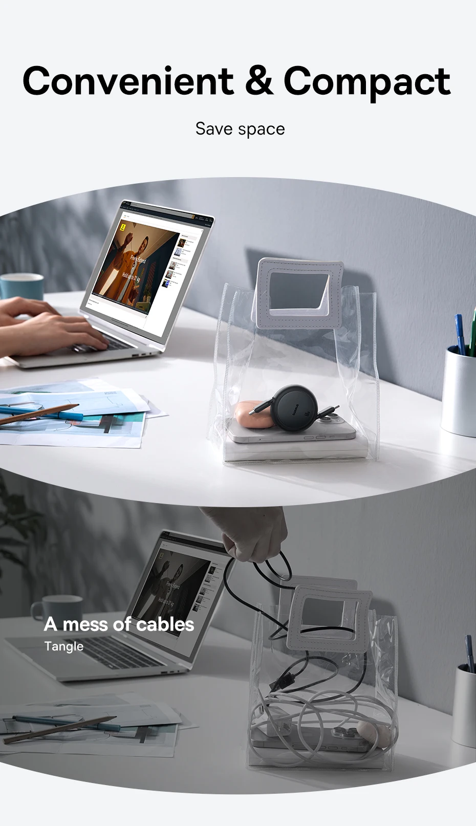 Baseus 60W Retractable USB-C to USB-C Fast Charging Cable