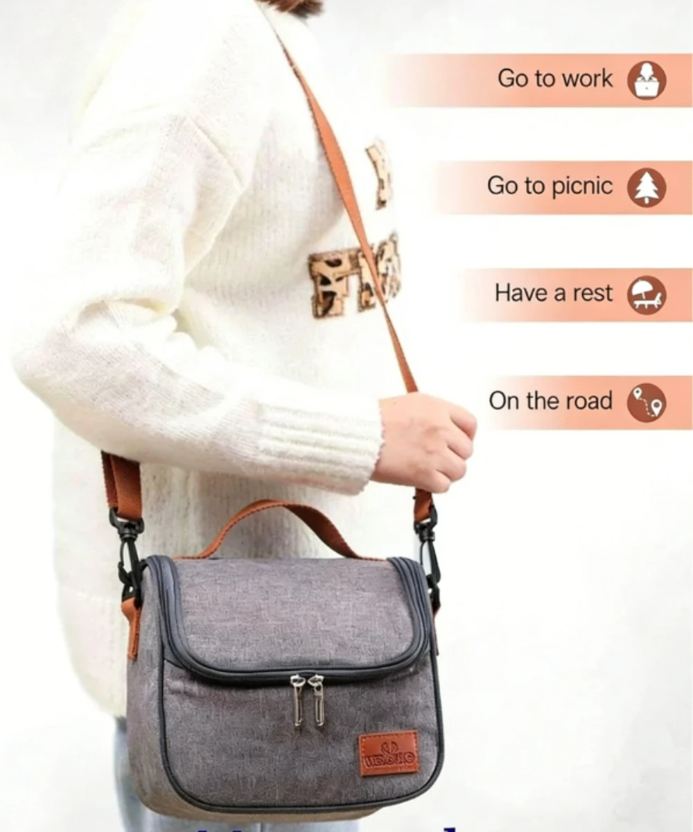Insulated Reusable Thermal Cooler Tote with Shoulder Strap - Leakproof Lunch Bag