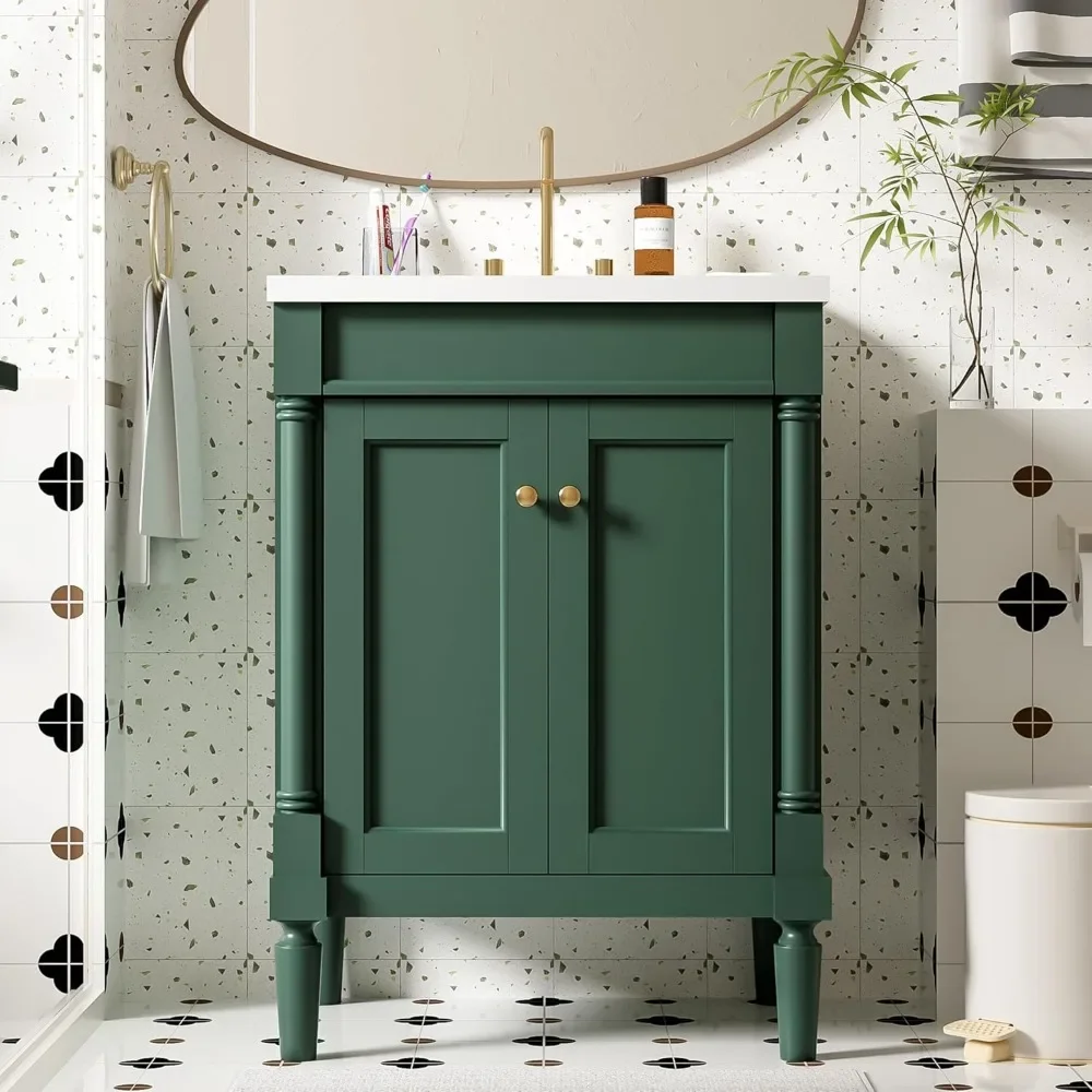 24&rdquo; Bathroom Vanity with Sink, Powder Room Small with 2-Door Cabinet, Undermount Sink, Solid Wood Frame Fashion
