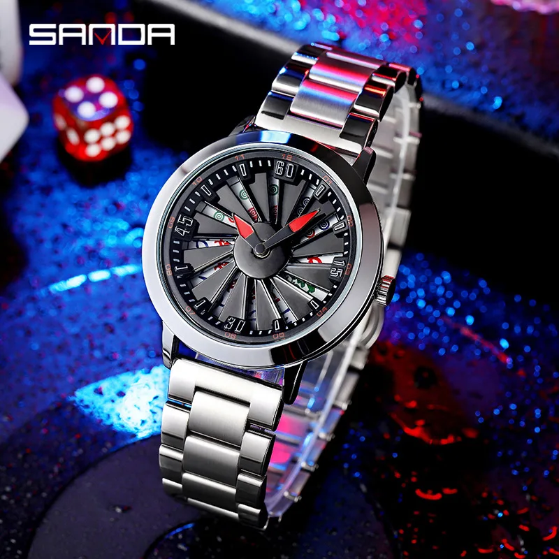 

SANDA P1045 Luxury Round Men Watch Quartz Waterproof Stainless Steel Wristwatch for Boy Clock Casual Gift