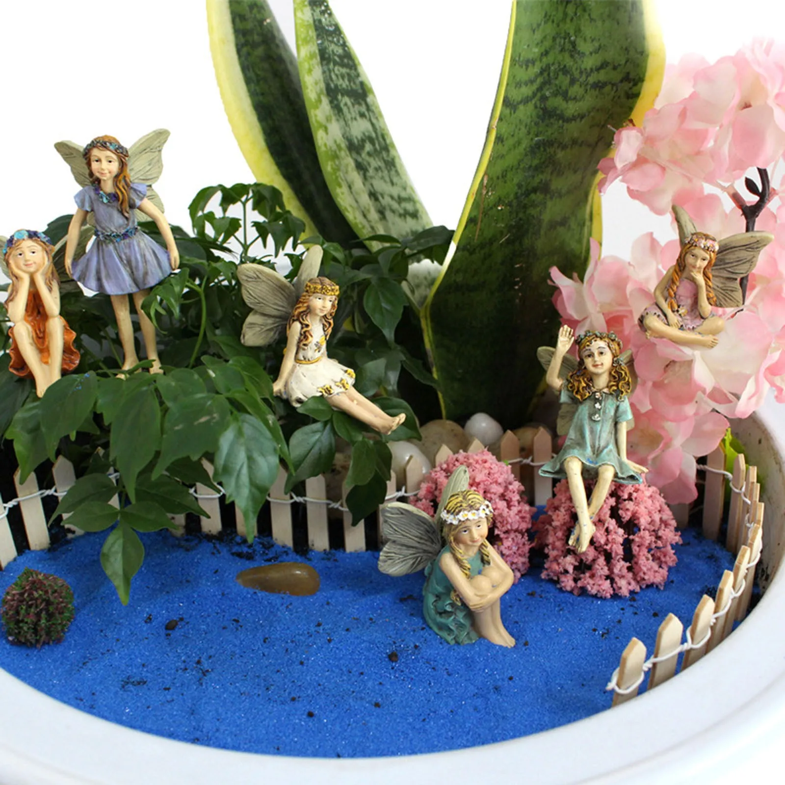 6pcs Resin Garden Fairies Stakes Set Miniature Statues For Outdoor Garden Pot Bonsai Decor Art Sculpture Figurines For Garden